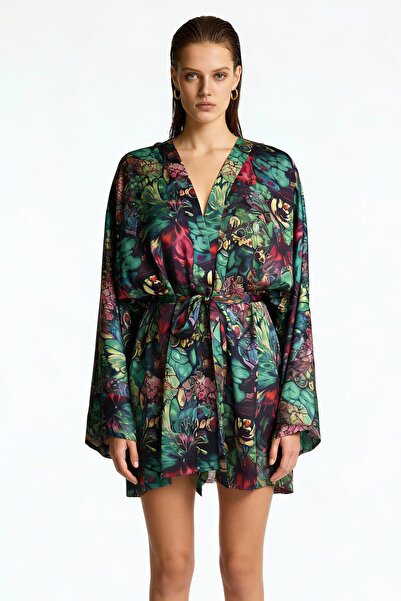 Feu De Elu Robă scurtă din satin Fumee Alora / Kimono