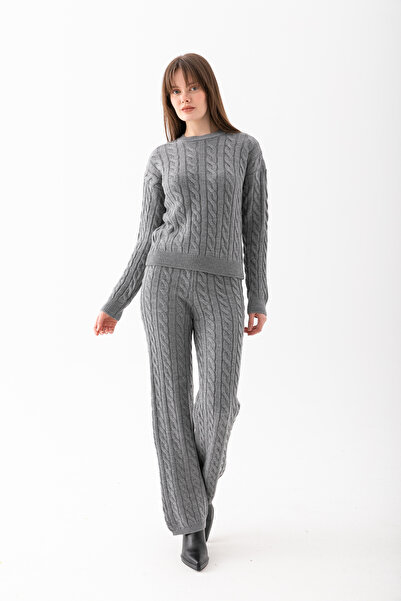 Cebe Hair Braid Patterned Sweater and Pants Set - Knitwear Set