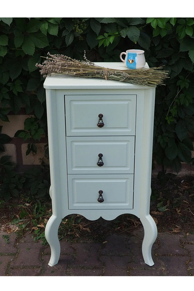 RENDORA MOBİLYA 3 çekmece Beyaz Vintage Komodin
