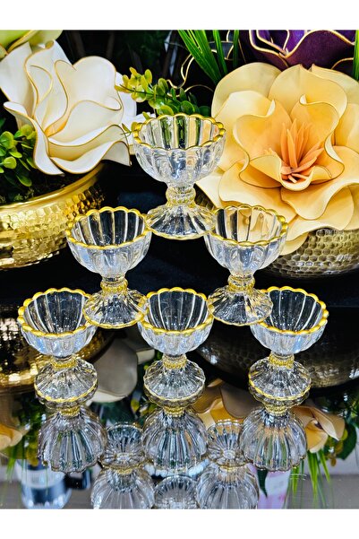 LOKMAN ZÜCCACİYE SHOWROOM 6 pieces mini gold glass turkish delight presentati...