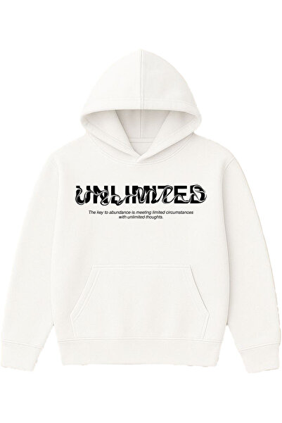 VSRN Φούτερ με κουκούλα Unlimited Design με στάμπα, σε μεγάλο μέγεθος, λευκό