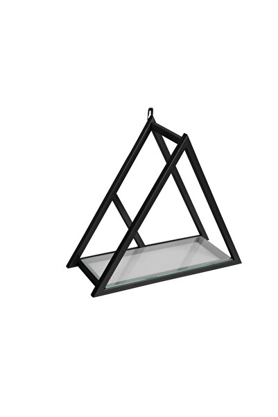 fromro Raft VICTORIA cu cadru metalic negru mat și raft din sticlă