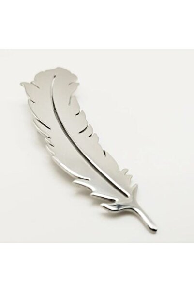 OEM Feather Brooch, metal, silver, 8.5x3 cm