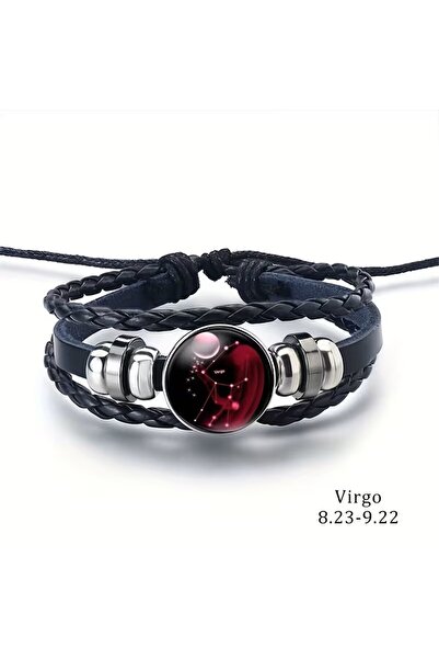 YIWU Gece Işıldayan Başak Burcu , ayarlanabilir Suni Deri Bileklik, hem erkek...