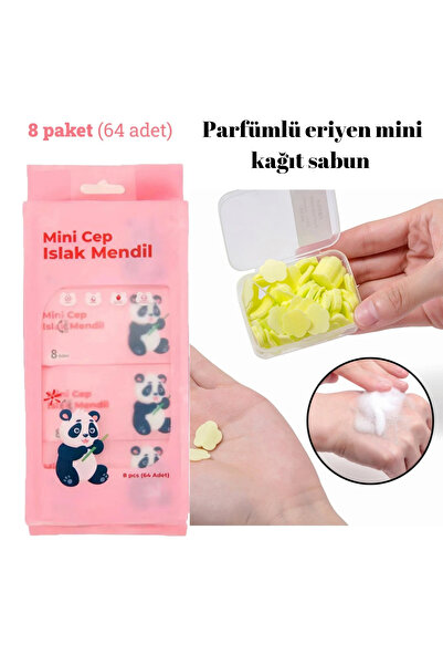 Lesvip's Mini cep ıslak mendil & parfümlü eriyen mini kağıt sabun 2'li set