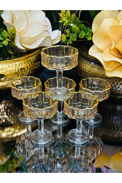 EVRA 6 Adet Bal Renk Cam Lokumluk Şekerlik Reçellik Sunumluk VB.