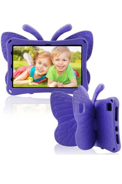 HYX جراب فراشة من مادة EVA مقاوم للأطفال مع مسند لجهاز iPad Air مقاس 11 بوصة (M3/M2/10.9) - بنفسجي