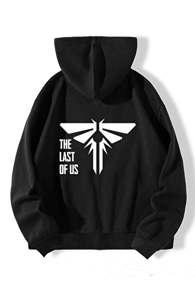 LELVANİ سويت شيرت أسود مطبوع عليه صورة لعبة The Last of Us، مقاس كبير