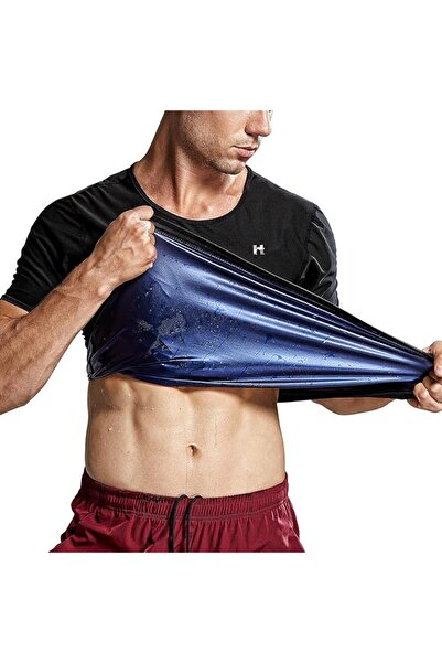 Whimlets Tricou termic pentru bărbați cu efect de căldură și compresie, stimulează arsurile, modelează abdomenul, negru, M