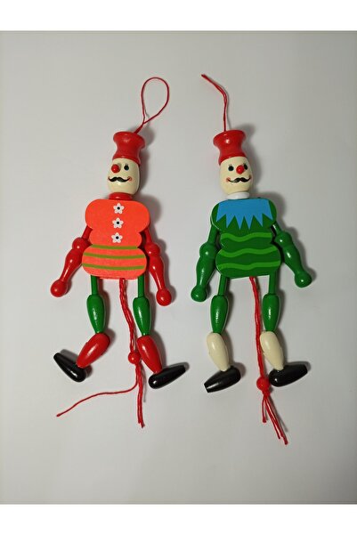 Ahşap Kukla 2 Adet - İpli Kukla 19 cm