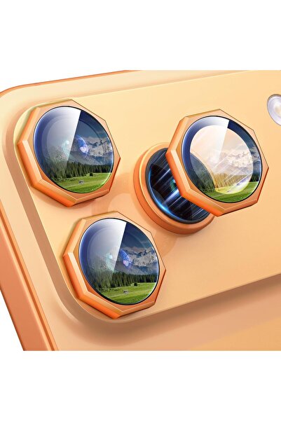 EDELFU iPhone 17 Pro / 17 Pro Max Cornered Metal Camera Lens Protector Scratch Resistant Orange
