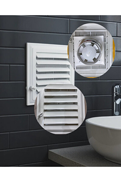 Lollihome Fanlı - Banyo & Tuvalet Plastik Havalandırma Menfezi - Beyaz Renk 45x45cm