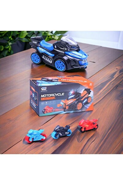 OEM Motocicleta Politie cu 3 mini moto incluse, fara telecomanda, lumini si sunet, rotire 360°, plastic