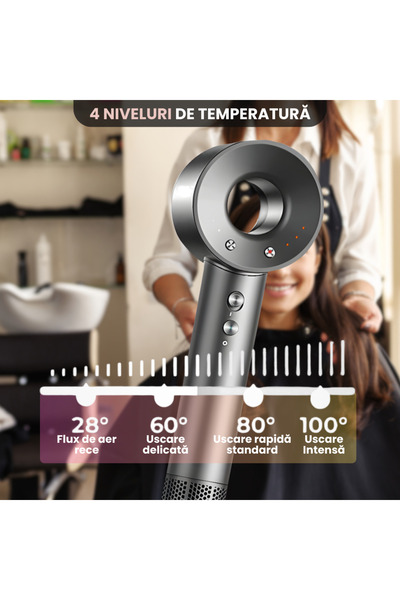 Juls Uscător de păr profesional 1600W, anti-încrețire, ionizare, uscare rapidă - gri metalizat închis