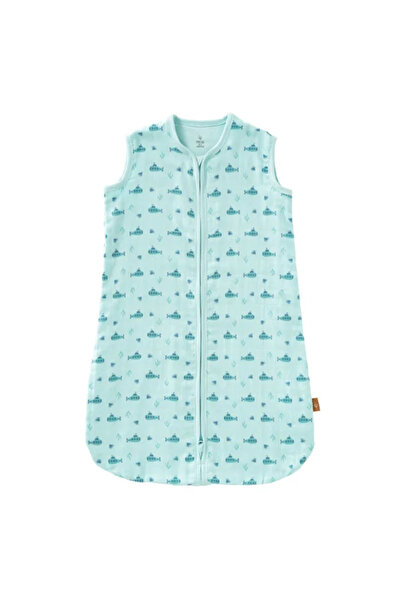 fresk Sac de Dormit 6-12 Luni, Muselină Bumbac GOTS, 1.1 TOG, Model Submarine, Verde