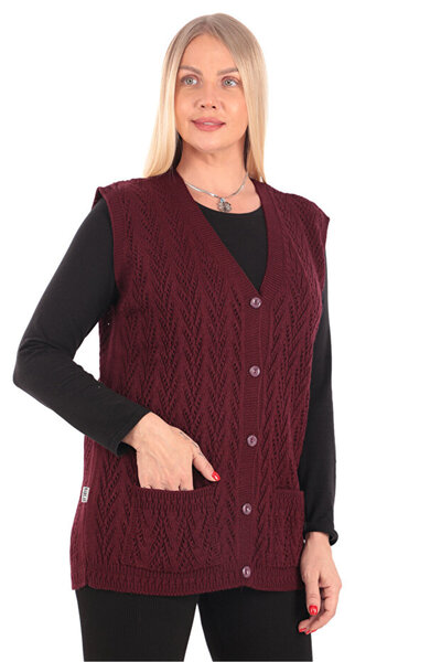 NOBLE STORE سترة نسائية بياقة على شكل V من الصوف السميك بنمط خطافات الحجل مع ...