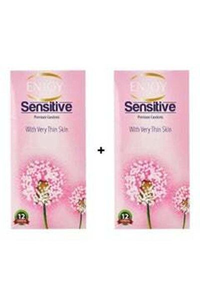 Enjoy إنجوي مجموعة واقيات ذكرية حساسة من عبوتين - 12 قطعة في كل