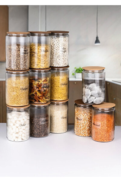 mafa home مجموعة من 12 برطمان زجاجي واسع الفوهة سهل التنظيف لتخزين الحبوب والمواد الغذائية سعة 1500 مل