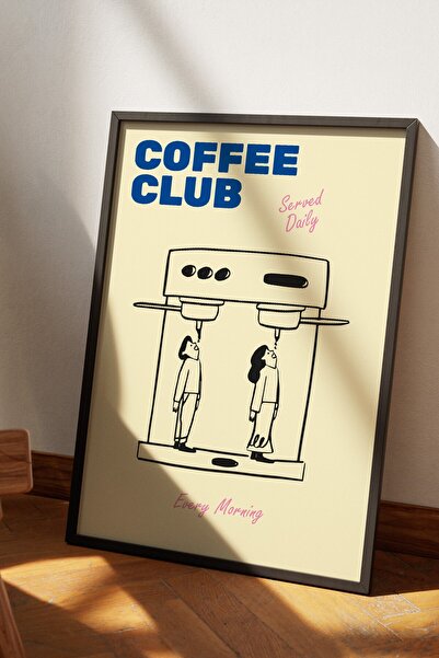 Base Concept Coffee Club Dekoratif İllustrasyon Tasarım Poster Tablo (Çerçeveli)