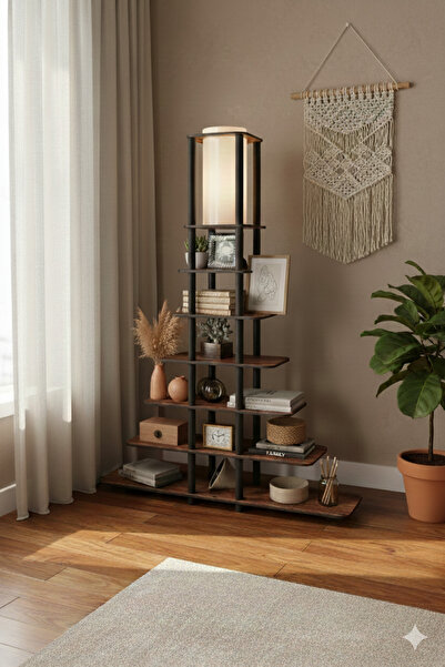 RAVILO Sierras Middle Raflı Lambader Ceviz