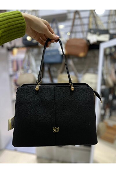 Levidor Black Double Compartment Gold Detail Handbag 930931