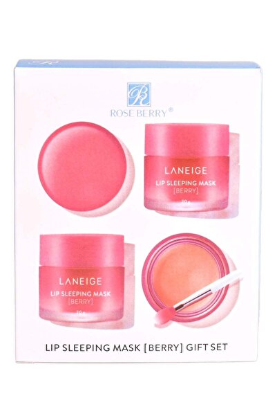 real beauty مجموعة هدايا قناع النوم للشفاه برائحة التوت الوردي، 4 ق