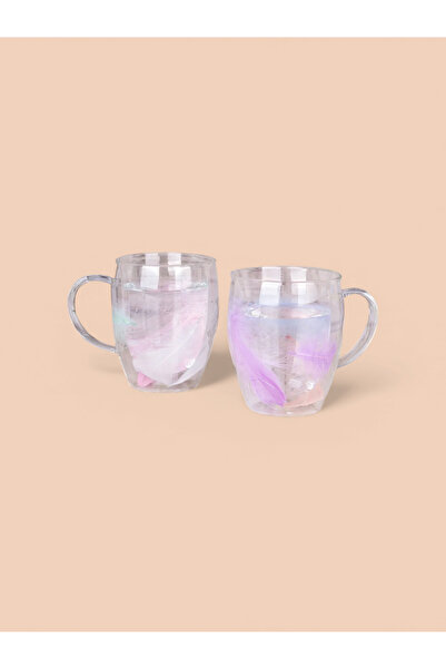 mafa home Stylish Mug with Real Feather Design, 350 Ml, Gift, 2 Pieces