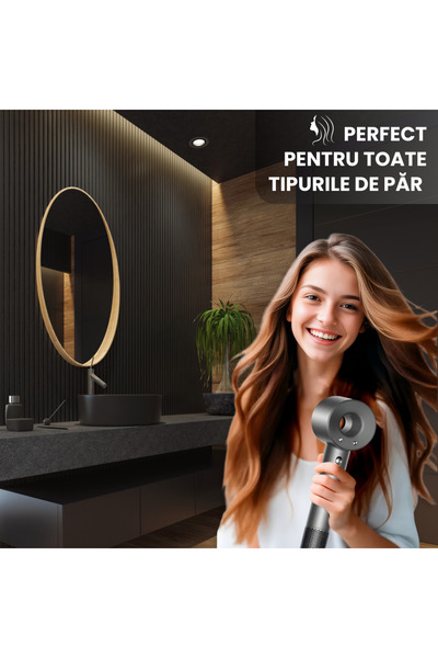Juls Uscător de păr profesional 1600W, anti-încrețire, ionizare, uscare rapidă - gri metalizat închis