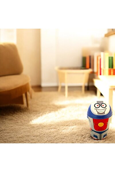 OEM Cos de gunoi mini, pentru decor camera copil si birou, model robot, 4L, fete si baieti