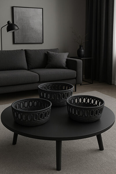 Ahs Tasarım Tirikotlu 3, lü Dekoratif Sepet