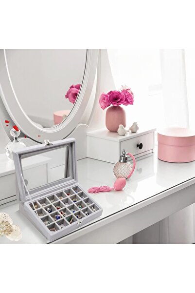 OEM Jewelry box, organization, store display, home, travel, fine velvet, gray