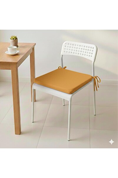 TEZKOTEKSTİL 40x40cm Düz Sünger Bağlama İpli Sandalye Minderi | Ev Tekstil Kumaşından | Kare Minder