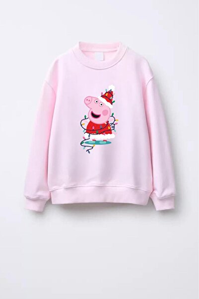 Monila Kız Çocuk Yılbaşı Temalı 3 İplik Kumaş Pamuklu Sweatshirt