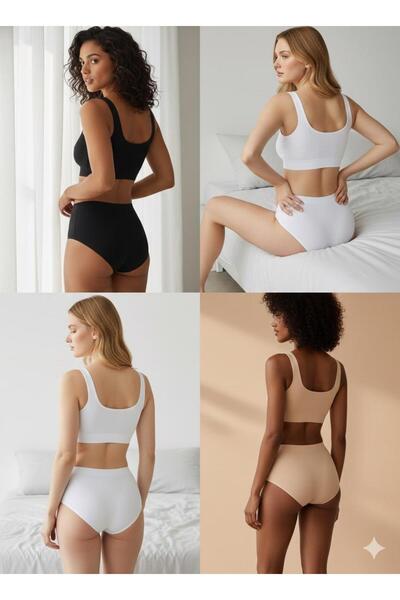 Derucce Women's 3-Piece High Waist Laser Cut Stitch-Free Panties Set - Non-Marking Colored Basic Daily Briefs