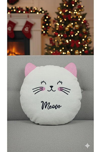 Yada Baby Pernă de pluș cu pisică drăguță, model rotund – Pernă decorativă pe...