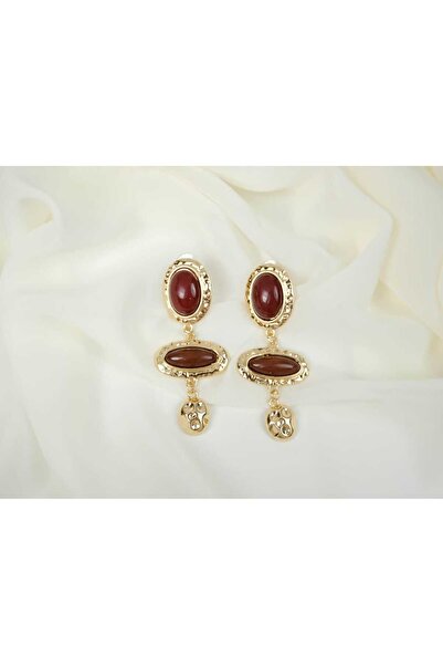 ATELİER TUĞBA Bkp025 Oval Stone Dangle Earrings
