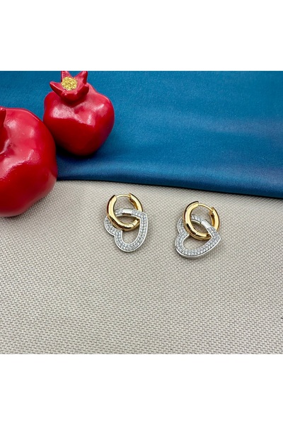 Opia Takı & Aksesuar حلق متدلي على شكل قلب مرصع بالأحجار الكريمة مستورد