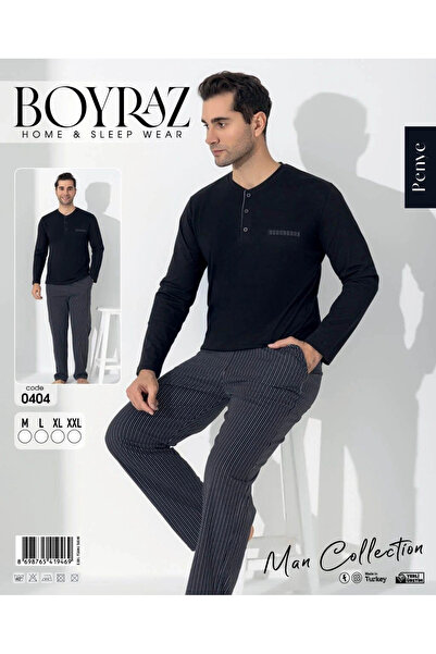 BOYRAZ Black Long Sleeve Men's Pajama Set