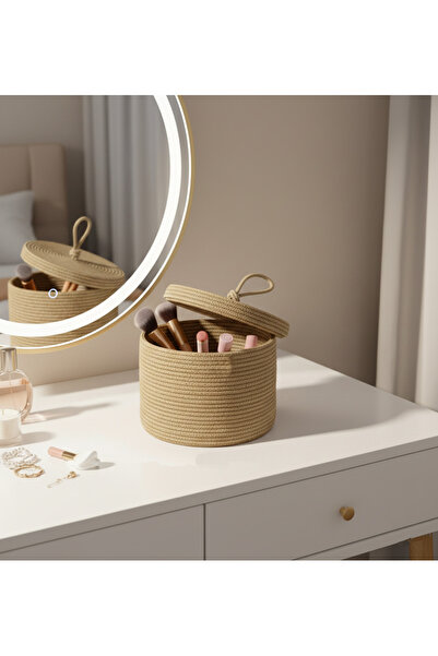 Dosade Premium Jute Rope Box with Lid (27X20) - Multi-Purpose Makeup, Bathroo...