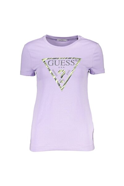 Guess Jeans Tricou damă, logo strălucitor în întuneric, violet, M