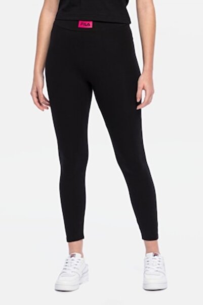 FILA Women's Leggings, Logo, Black, Cotton, M
