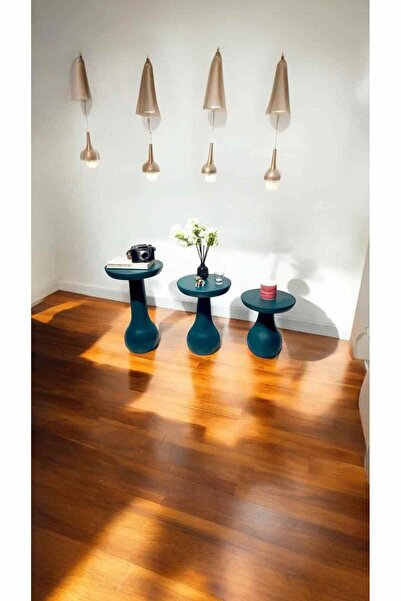 Simillo Home&Living Yosun Yeşili Masif Ahşap Mantar Sehpa 3’lü Set Fiskos ve ...