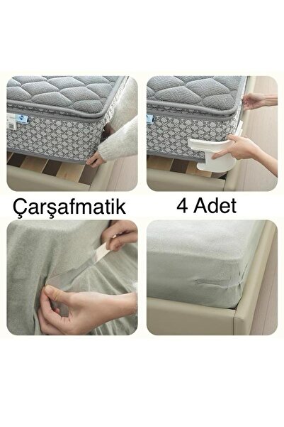 BAZYEL Çarşafmatik Çarşaf Düzenleyici Sabitleyici Görünmez Çarşaf Kilidi 4'lü...