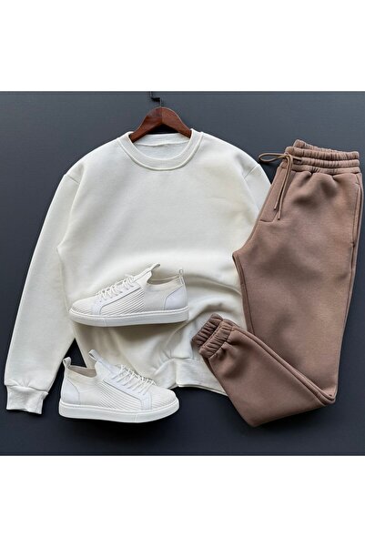 Beylerce طقم سويت شيرت وبنطلون رياضي بثلاثة خيوط - منتج مكون من قطعتين