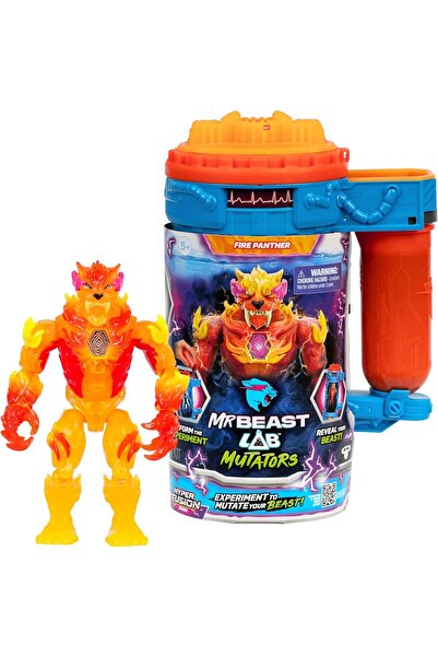 TOYFEST Mr Beast Lab Mutators Hyper Fusion Fire Panther Experiment Set Mutation Cryptic Action Figure - Orange