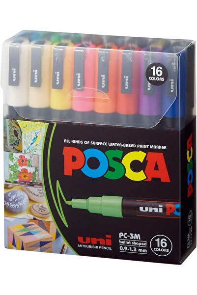 POSCA PC-3M Basic 16 Color Paint Marker Set