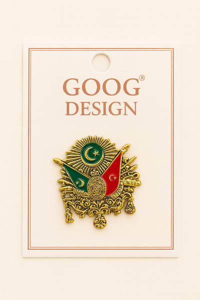 GOOG DESIGN Osmanlı Arması Metal Pin Broş – Rengi, Kırmızı & Yeşil Detaylı – ...