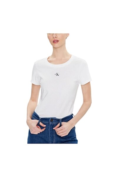 Calvin Klein Jeans Tricou slim fit pentru femei, bumbac, alb, mărimea L