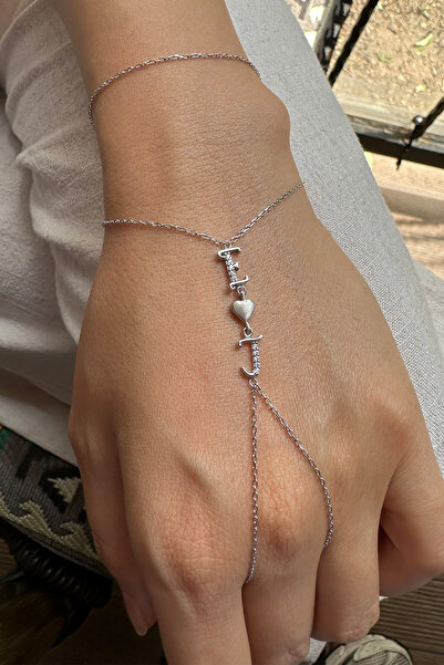 SUNSHINE 925 Ayar Gümüş Rodyum Kaplamalı Kalpli Kişiye Özel Harfli Zarif Şahmeran