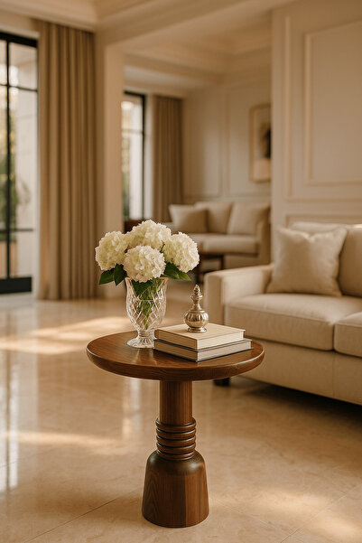 Simillo Home&Living Rustik Tarz Fındık Renk Mantar Sehpa Tekli Masif